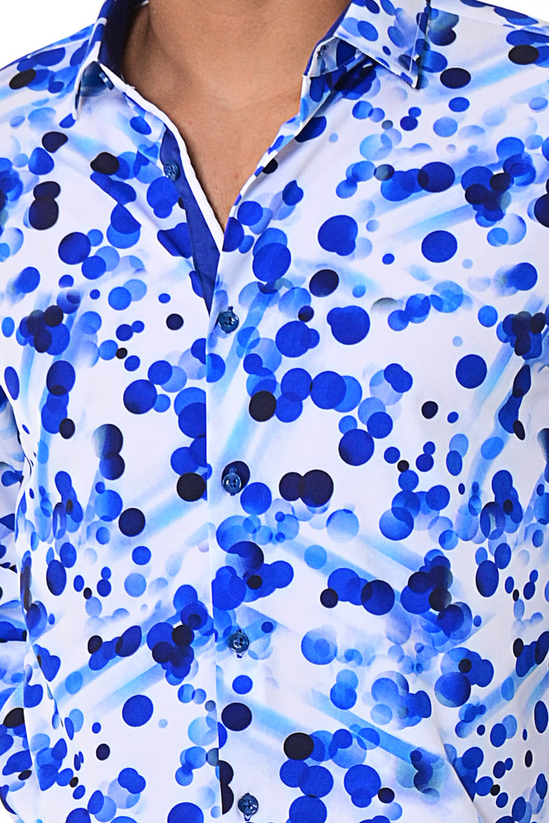 Bohio Mens Casual Print Shirt - Vacay Long Sleeve Button Up Night Life - MXL1684