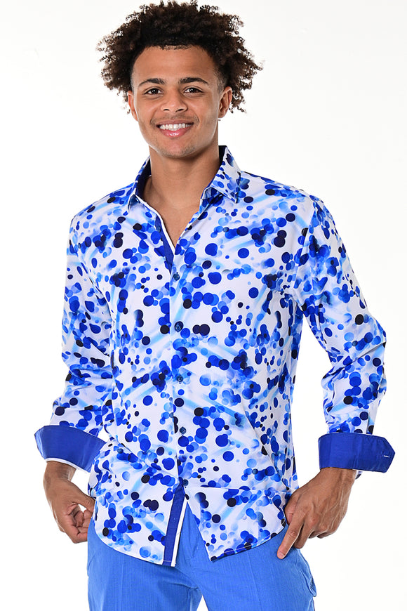 Bohio Mens Casual Print Shirt - Vacay Long Sleeve Button Up Night Life - MXL1684