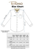 Bohio Mens Casual Print Shirt - Vacay Long Sleeve Button Up Night Life - MXL166 size chart