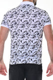 Men's Polo Shirt Short Sleeve Modern Pattern Golf White/Black - MKT1568
